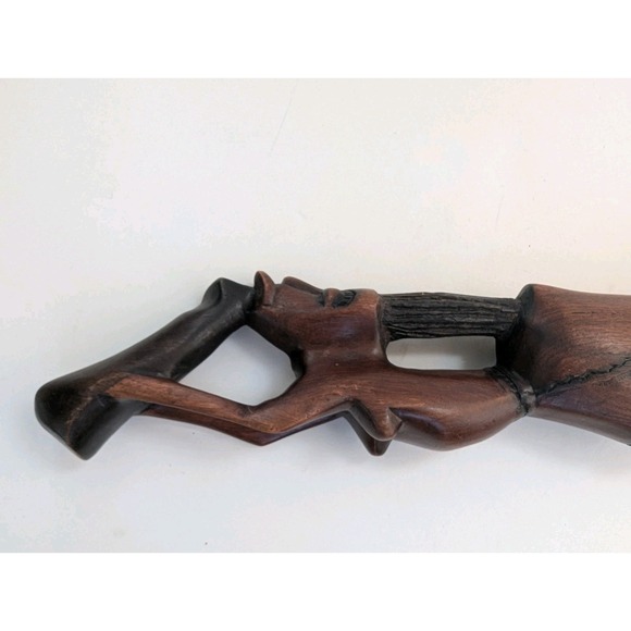 Hand Carved Wooden African Statue Figure Wood Figurine 22" - Picture 5 of 5